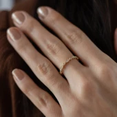 8 Ayar Altın Taşlı Kadın Yüzük - 2