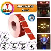 1 MT Reflektörlü Reflektif Fosforlu Araç Oto Kamyon Şerit Bant Tüvtürk Onaylı Kesikli Kırmızı İkaz Bandı thumbnail 1