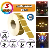 5 MT Reflektörlü Reflektif Fosforlu Araç Oto Kamyon Şerit Bant Tüvtürk Onaylı Kesikli Sarı İkaz Bandı thumbnail 1