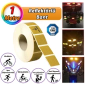 1 MT Reflektörlü Reflektif Fosforlu Araç Oto Kamyon Şerit Bant Tüvtürk Onaylı Kesikli Sarı İkaz Bandı thumbnail 1