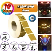 10 MT Reflektörlü Reflektif Fosforlu Araç Oto Kamyon Şerit Bant Tüvtürk Onaylı Kesikli Sarı İkaz Bandı thumbnail 1