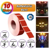 10 MT Reflektörlü Reflektif Fosforlu Araç Oto Kamyon Şerit Bant Tüvtürk Onaylı Kesikli Kırmızı İkaz Bandı thumbnail 1