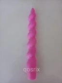 qosrix Açık Pembe Renk Italyan Burgulu Şamdan Soya Mumu Doğal Kokulu Uzun Çubuk Konik Burgu Spiral Mum 1 Adet thumbnail 3
