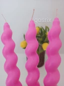 qosrix 3'lü Açık Pembe Renk Italyan Burgulu Şamdan Soya Mumu Doğal Kokulu Uzun Çubuk Konik Burgu Spiral Mum - 3