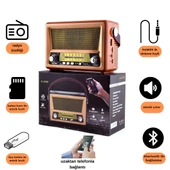 Vintage taşınabilir gerçek ahşap eskitme görünümlü nostajik radyo   Sw/Am/Fm radyo Retro - 1