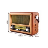 Vintage taşınabilir gerçek ahşap eskitme görünümlü nostajik radyo   Sw/Am/Fm radyo Retro - 2
