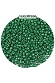Koyu Yeşil Renk 4 mm Yaklaşık 660 adet / 60 gram Cam Boncuk Oya Yazma Bileklik ve Kolye - 1