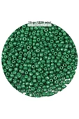 Koyu Yeşil Renk 4 mm Yaklaşık 220 adet/20 gram Cam Boncuk Oya Yazma Bileklik ve Kolye - 1