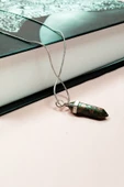 Unakit Doğal Taşı Zincirli El Yapımı Tasarımlı Kolye Uç: 3,5 cm Zincir: 20 cm Kutulu - 4