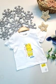 %100 Pamuk Yazlık Bebek T-Shirt Beyaz Artist Baskılı Çocuk Yarım Kollu T-Shirt - 3