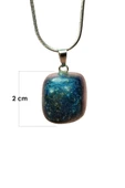 Lapis Lazuri Doğal Taşı Zincirli El Yapımı Kolye Uç: 2 cm Zincir: 20 cm Kutulu - 2