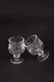 Ayaklı Kahve Yanı Bardağı Kristal Kesim Shot Bardak 7cm x 4 cm 6 Lı Set - 4