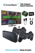 SmartBlack Wiraless Kablosuz Çift Kol Retro Oyunlar 4k Game Stick  Oyun Atari  2 Kollu Klasik Oyun Konsolu - 1