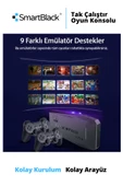 SmartBlack Wiraless Kablosuz Çift Kol Retro Oyunlar 4k Game Stick  Oyun Atari  2 Kollu Klasik Oyun Konsolu - 6