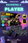 pinlock 2.4g Kablosuz Çift Kol Retro Oyunlar 4k Game Stick 10.000 Oyun Atari 64 GB - 1