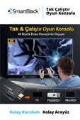 SmartBlack Wiraless Kablosuz Çift Kol Retro Oyunlar 4k Game Stick  Oyun Atari  2 Kollu Klasik Oyun Konsolu - 2