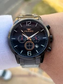 Ferro Çelik Kordon İç Fonksiyonlar Aktif Takvimli 30 Mt Su Geçirmez Erkek Kol Saat EFM31916-G thumbnail 5