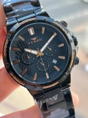 Ferro Çelik Kordon İç Fonksiyonlar Aktif Takvimli 30 Mt Su Geçirmez Erkek Kol Saat EFM31168-R - 5