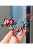 Neşeli Kedi Figürlü Canlı Renkli Broş thumbnail 1