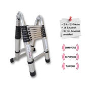 Endokon 250 + 250 cm. - 8+8 Basamaklı Teleskopik Merdiven - A Tipi Uzayan Merdiven - 1