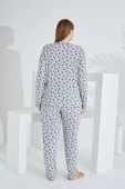 %100 Pamuk Uzun Kol Büyük Beden Kadın Pijama Takımı 98280BB - 4