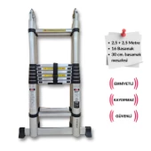 Endokon 250 + 250 cm. - 8+8 Basamaklı Teleskopik Merdiven - A Tipi Uzayan Merdiven - 4