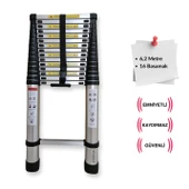 Endokon 620 cm. - 16  Basamaklı Teleskopik Alüminyum Merdiven - I Tipi Uzayan Merdiven - 4
