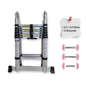 Endokon 220 + 220 cm. - 7+7 Basamaklı Teleskopik Merdiven - A Tipi Uzayan Merdiven - 1