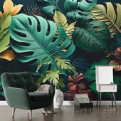 Yeşil Yaprak Desenli Duvar Kağıdı Baskı thumbnail 6