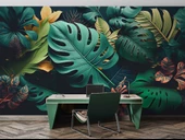 Yeşil Yaprak Desenli Duvar Kağıdı Baskı thumbnail 4