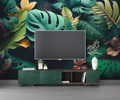 Yeşil Yaprak Desenli Duvar Kağıdı Baskı thumbnail 3