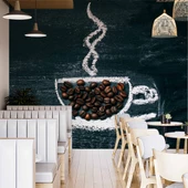 Kahve Bardağı Temalı Cafe Duvar Kağıdı Baskı - 2