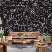 Kahve Temalı Cafe Duvar Kağıdı Baskı thumbnail 1