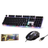Hadron H837Q Türkçe-Q Ledli USB Kablolu Oyuncu Klavye Mouse Set - Siyah-Beyaz - 1