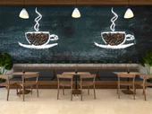 Kahve Bardağı Temalı Cafe Duvar Kağıdı Baskı - 3