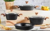Rematta Granit Gia Kare 7 Parça Tencere Seti Siyah - 1