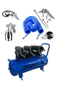 Drillpro 100 Lt Sessiz Hava Kompresörü 5 Parça Havalı Profesyonel Set Hediyeli - 1