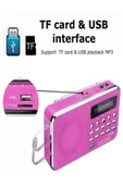 ULTRATEKNO Dijital Ekranlı Şarjlı Taşınabilir Radyo Usb Tf Destekli Cep Radyosu L-938 - Pembe - 5