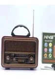 NNS Taşınabilir Nostaljik Fm Radyo Bluetooth Tf Kart Usb Destekli Ahşap Kasa Radyo - Koyu Ahşap - 2