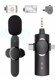 ULTRATEKNO Kablosuz 3in1 Type C - Lightning- 3,5 Mm Tekli Mikrofon Cep Telefonu Yaka Mikrofonu - 2