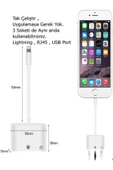 ULTRATEKNO Iphone 7 8 X 11 11 Pro 12 13 13 14 Pro Max ve Ipad Uyumlu Usb Ethernet Lightning Şarj Adaptörü 3in1 - 3
