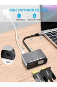 ULTRATEKNO Macbook Uyumlu Type-C To 4K Ultra Hd 1080p Hdmı/ Vga/ Pd Şarj/ USB 3.0 4IN1 Çevirici Hub Adaptör - 2
