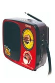 Kemai MD-308BT Işıklı Retro Görünümlü Nostaljik Radyo Bluetooth Hoparlör -  Kırmızı Renk thumbnail 2