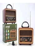 NNS Taşınabilir Nostaljik Fm Radyo Bluetooth Tf Kart Usb Destekli Ahşap Kasa Radyo - Koyu Ahşap - 6