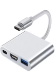 BAYINDIRELEKTRONİK 3in1 Type-C To HDMI Hub Port Adaptör Pd USB 3.0 4K HDMI Çoklayıcı Çevirici Dönüştürücü - 5