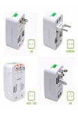 ULTRATEKNO Amerika Ingiltere Priz Ucu Dönüştürücü Çevirici - Çoklu Adaptör - 3