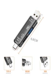 ULTRATEKNO 5'i 1 Arada USB Flash Bellek & Tf Kart Micro SDHC Kart Okuyucu Otg Type C Micro Usb Otg - 5