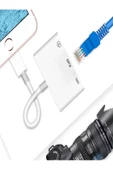 ULTRATEKNO Iphone 7 8 X 11 11 Pro 12 13 13 14 Pro Max ve Ipad Uyumlu Usb Ethernet Lightning Şarj Adaptörü 3in1 - 7