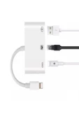 ULTRATEKNO Iphone 7 8 X 11 11 Pro 12 13 13 14 Pro Max ve Ipad Uyumlu Usb Ethernet Lightning Şarj Adaptörü 3in1 - 5