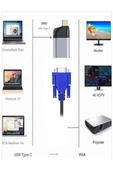 ULTRATEKNO Type C To Vga Çevirici Dönüştürücü Adaptör Kablo Uç Monitör - 4